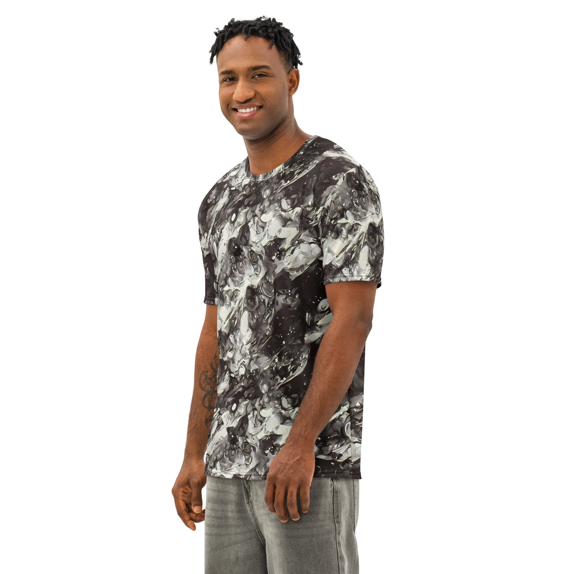 Nocturne Melt on Men's Cotton Crew Neck T-Shirt — Left Front