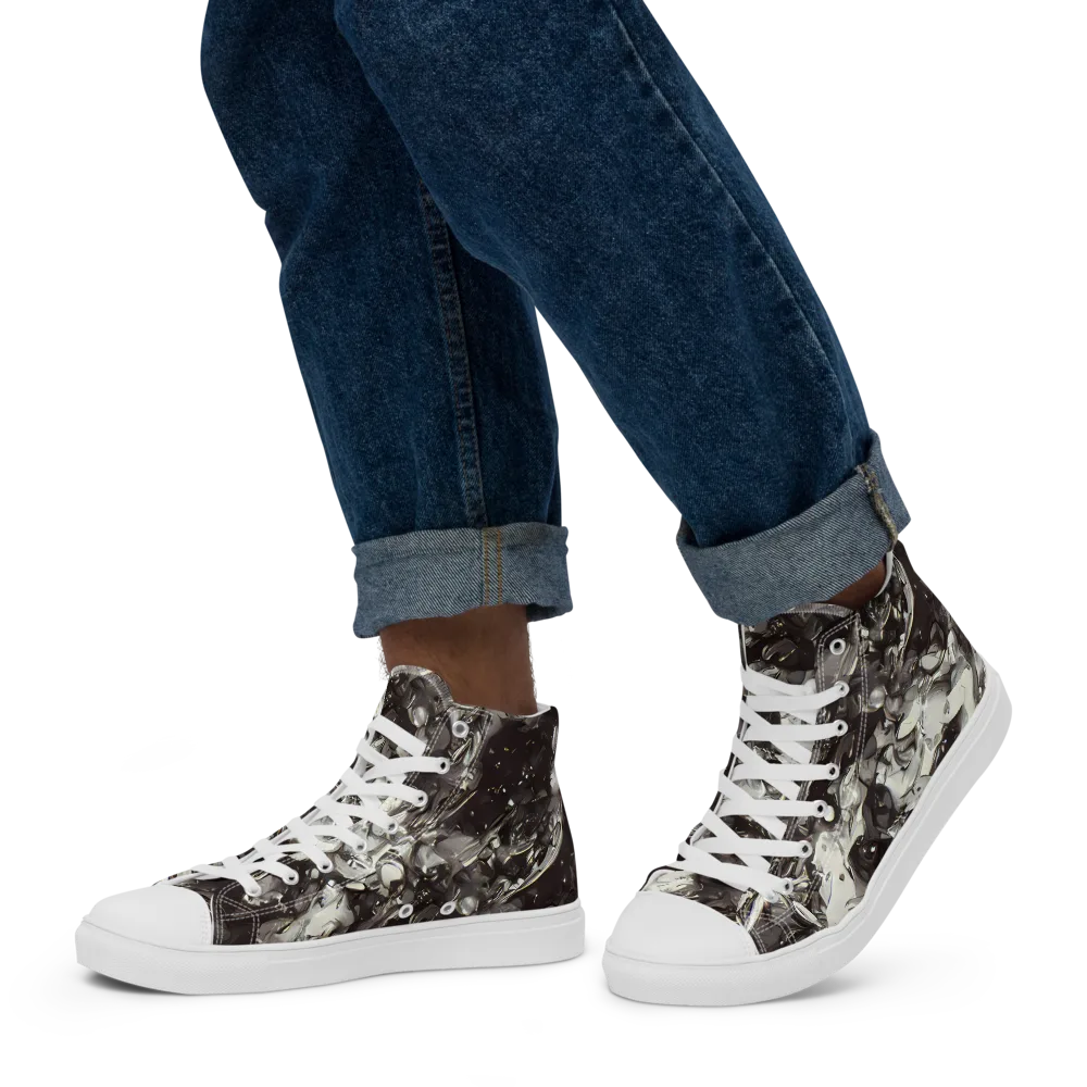 Nocturne Melt on Men's High Top Canvas Shoes — Left