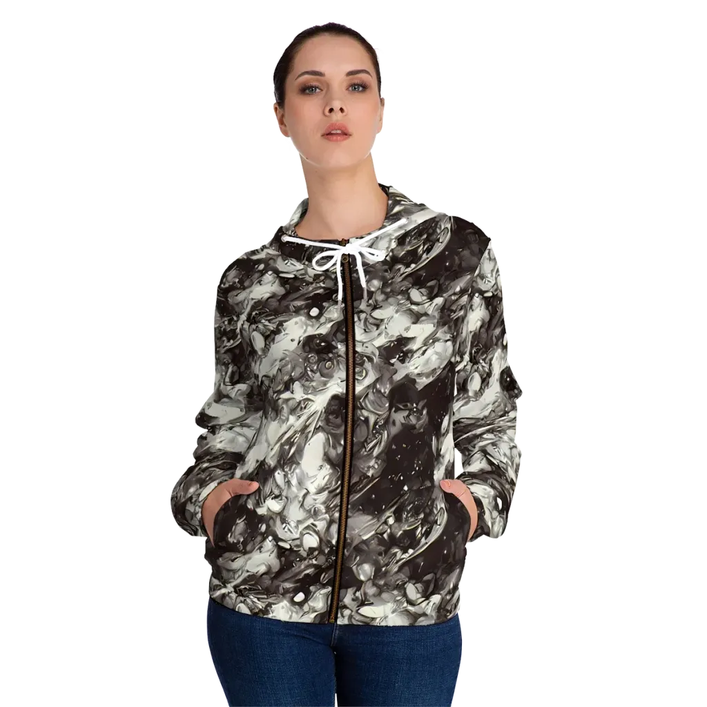 Nocturne Melt on Women's Full-Zip Hoodie — Front On Person