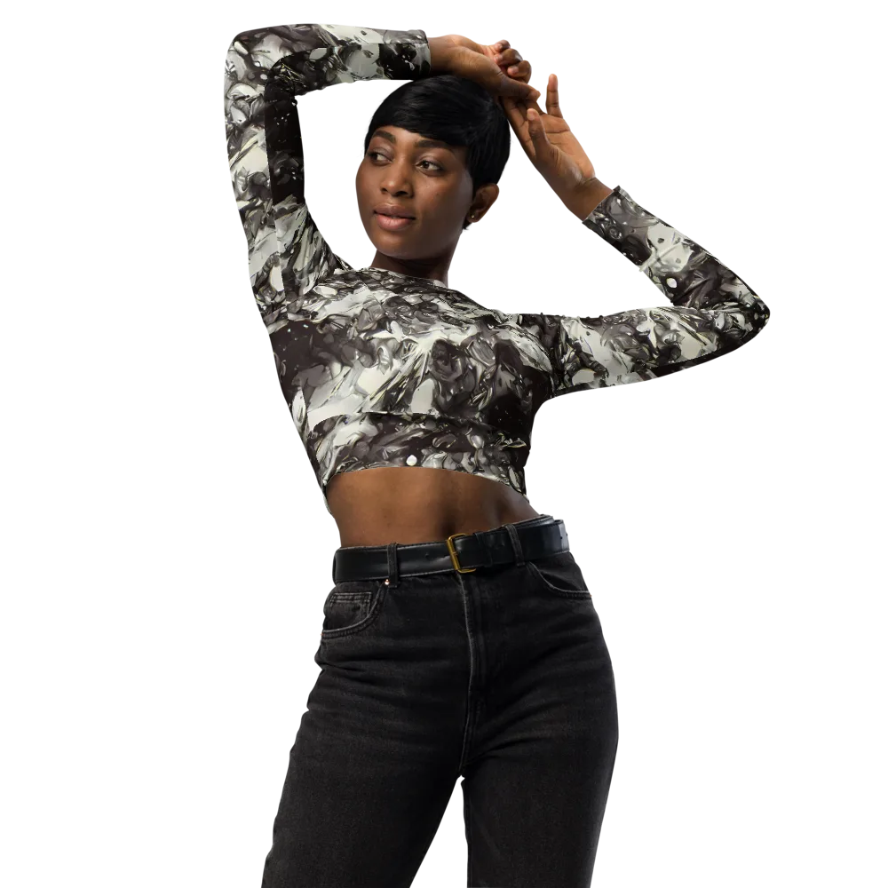 Nocturne Melt on Long Sleeve Crop Top — Front