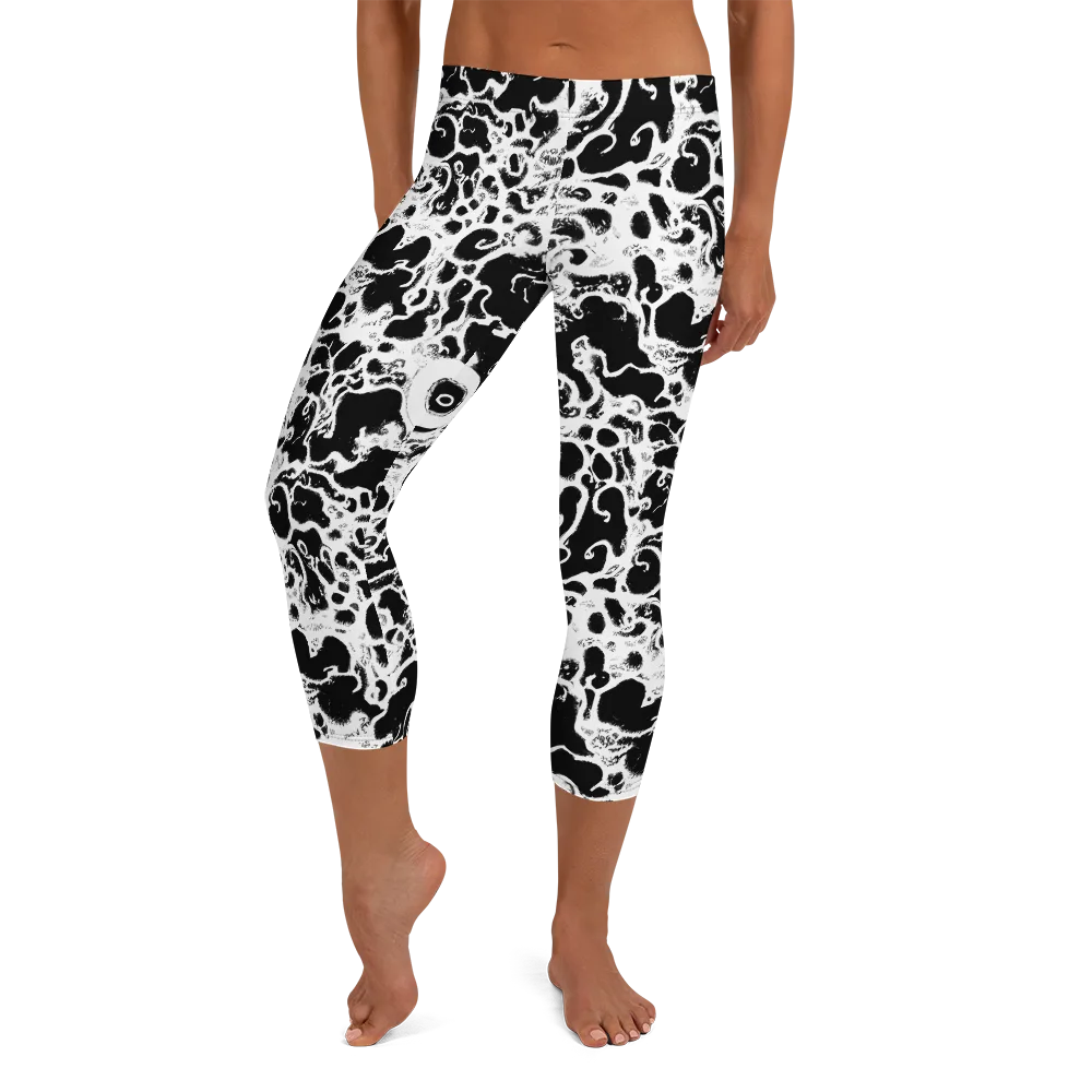 Obsidian Drift on Capri Leggings — Front