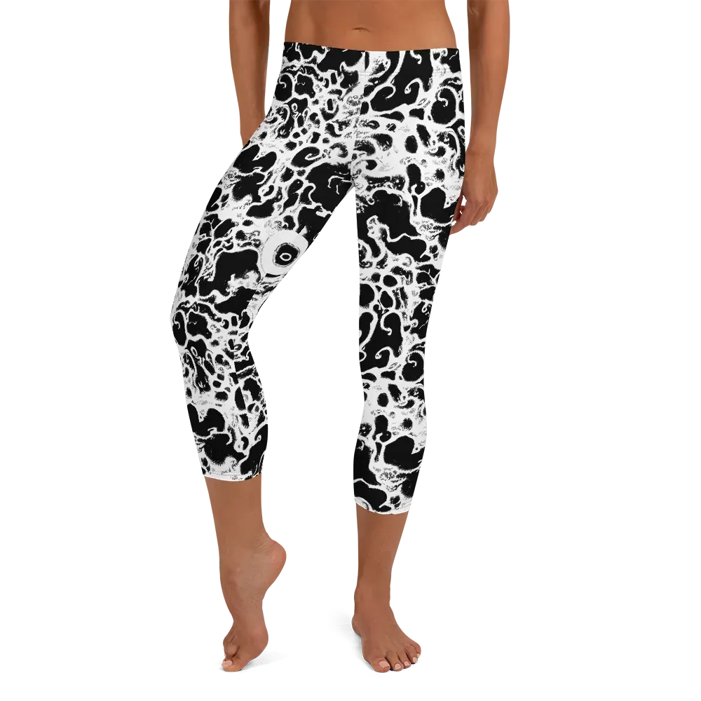 Obsidian Drift on Capri Leggings — Front
