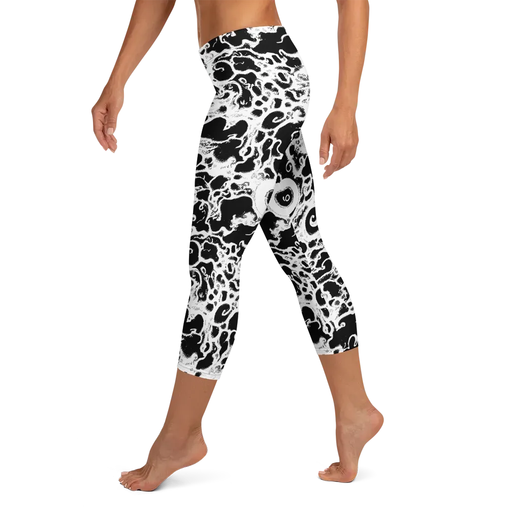 Obsidian Drift on Capri Leggings — Left