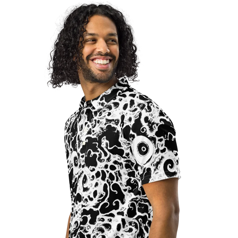 Obsidian Drift on Men's Slim Fit Polo Shirt — Left Front