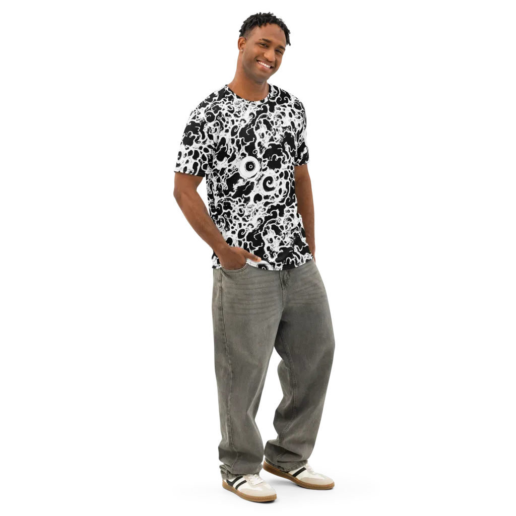 Obsidian Drift on Men's Cotton Crew Neck T-Shirt — Right Front