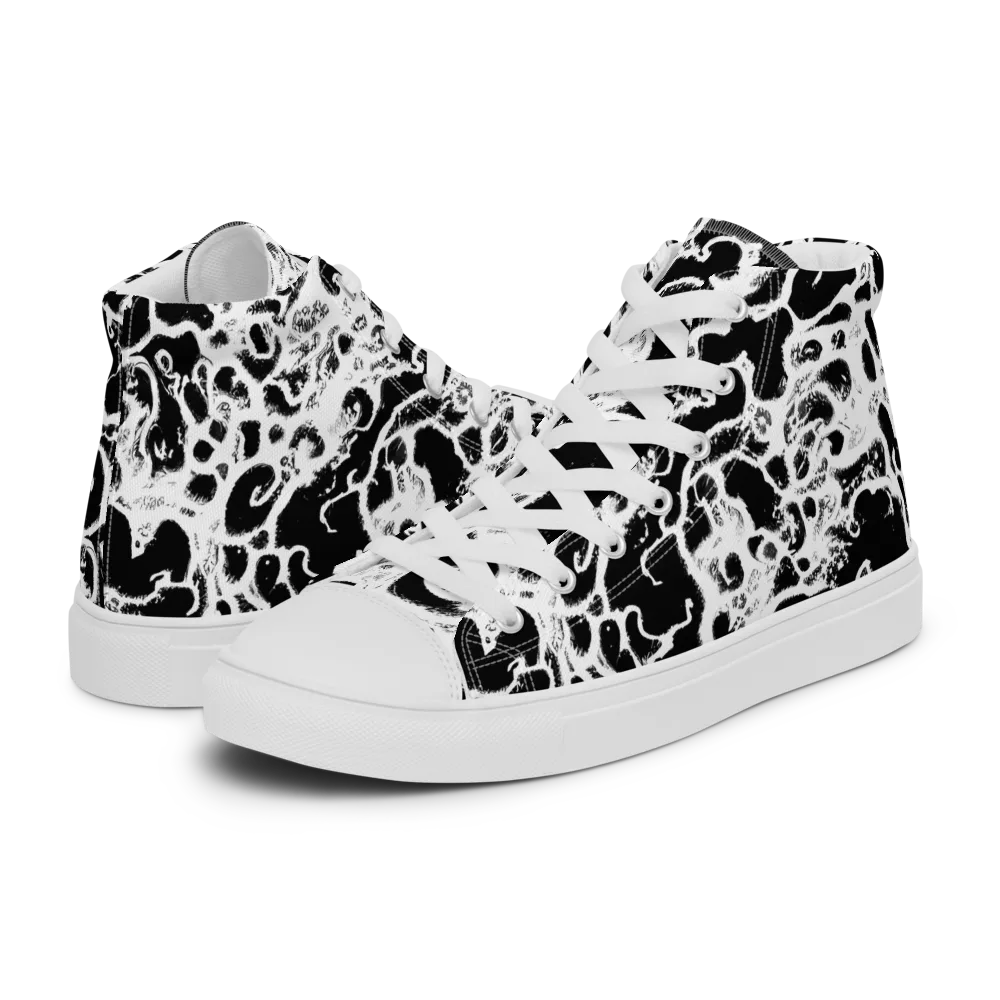 Obsidian Drift on Men's High Top Canvas Shoes — Left