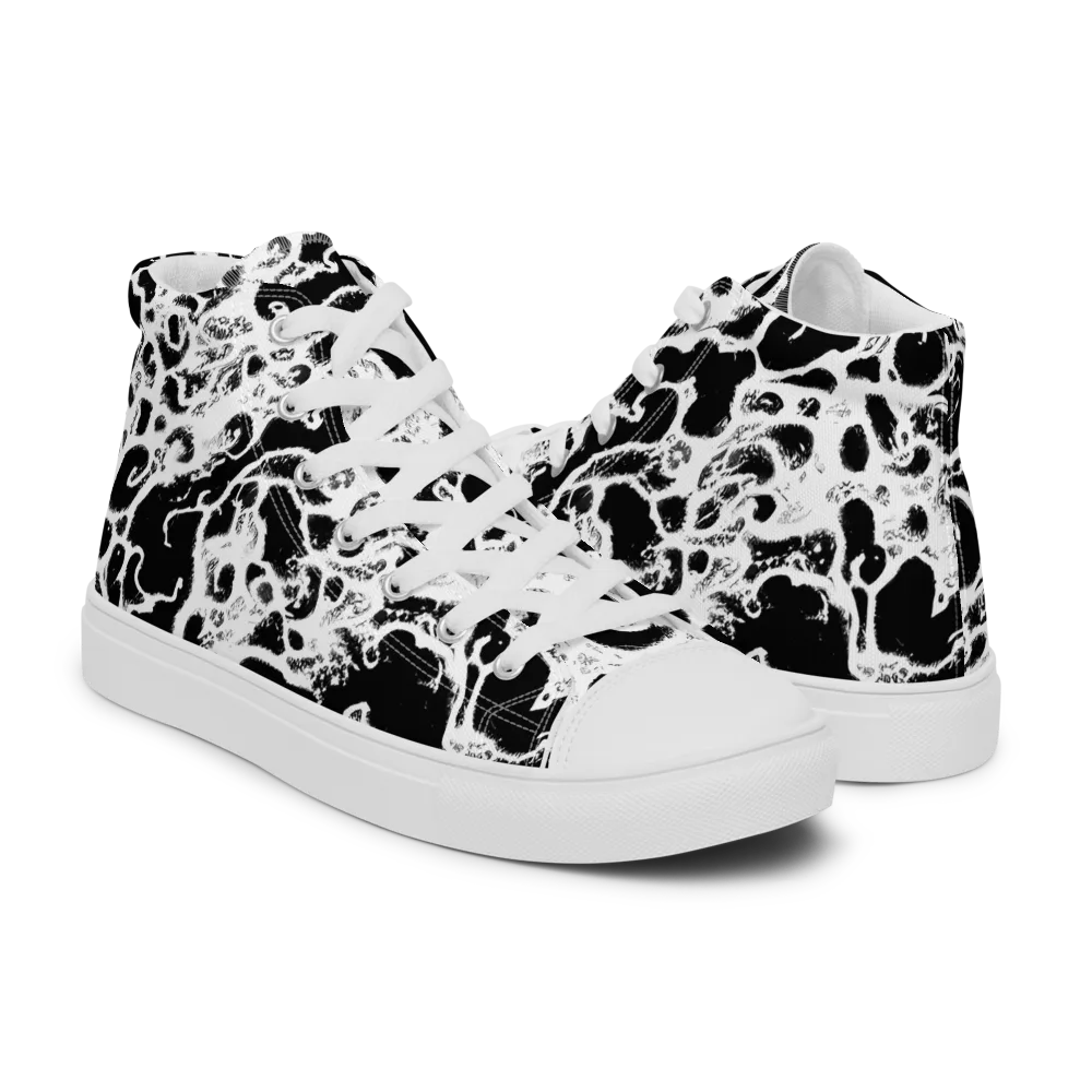 Obsidian Drift on Men's High Top Canvas Shoes — Right