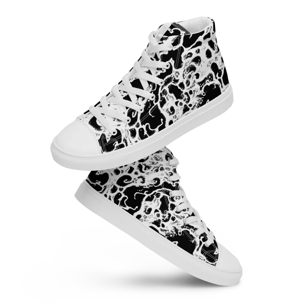 Obsidian Drift on Men's High Top Canvas Shoes — Front