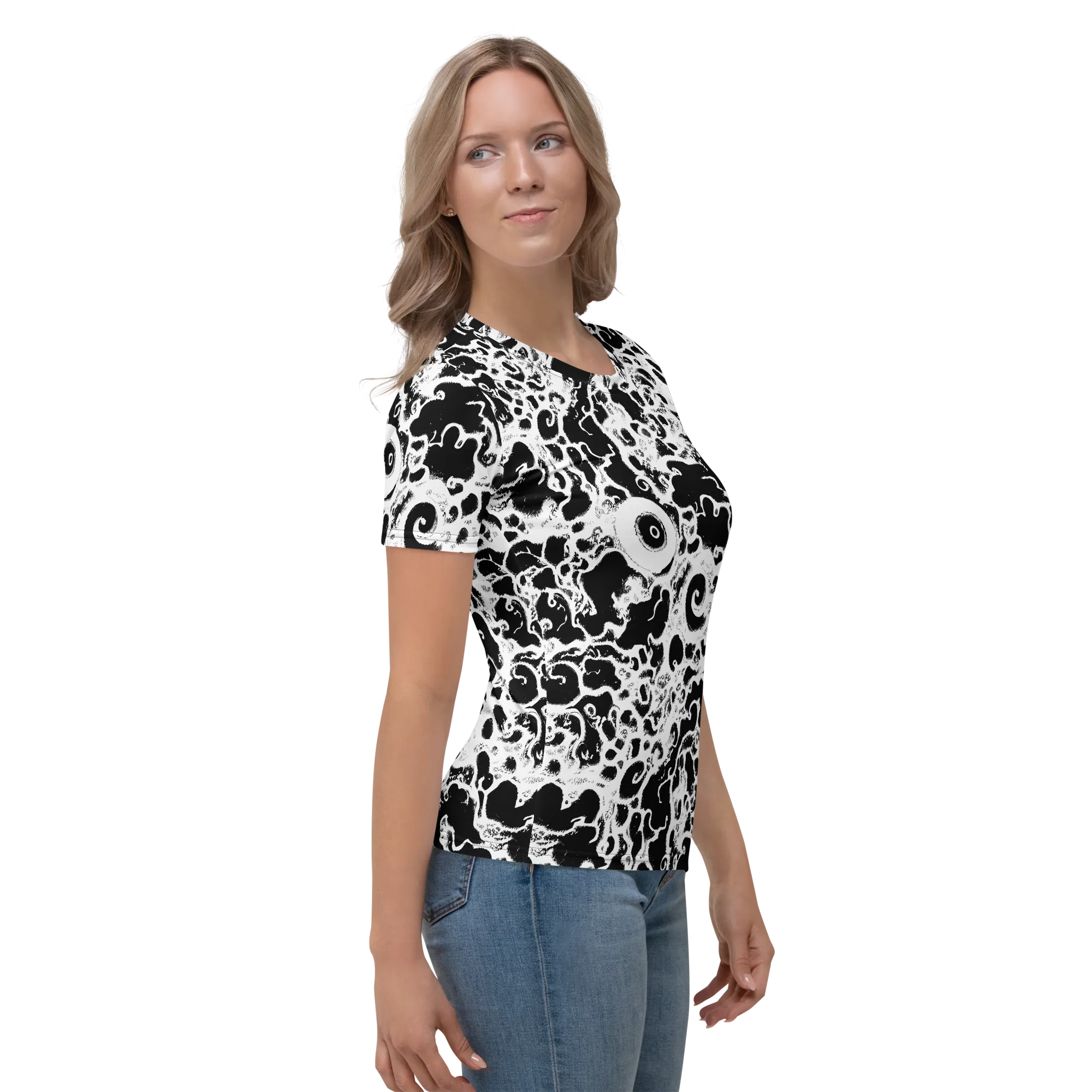Obsidian Drift on Women's Crew Neck T-Shirt — Right