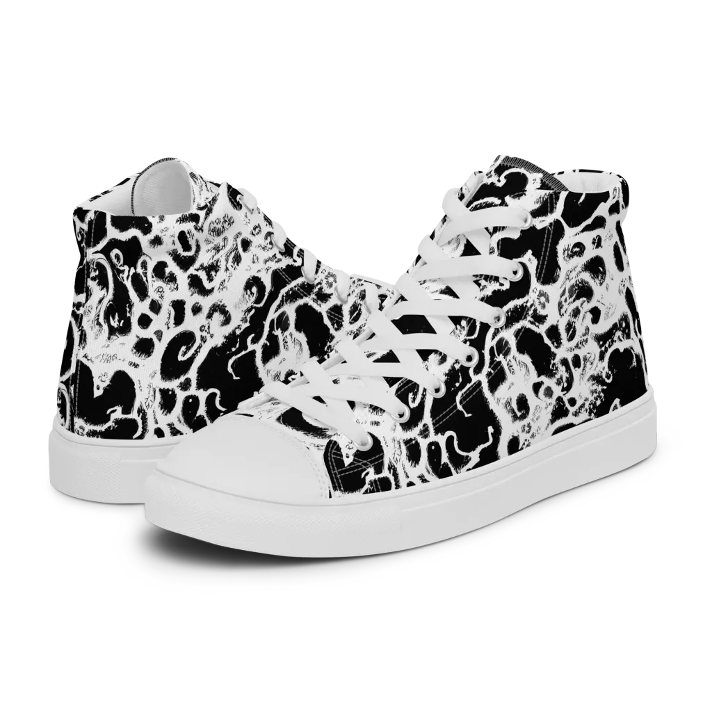 Obsidian Drift on Women's High Top Canvas Shoes — Left