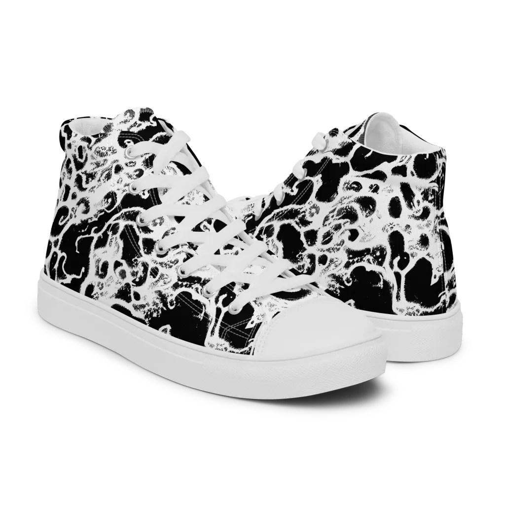 Obsidian Drift on Women's High Top Canvas Shoes — Right
