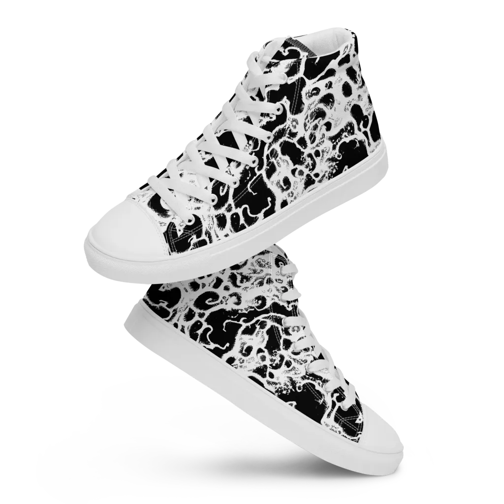 Obsidian Drift on Women's High Top Canvas Shoes — Front