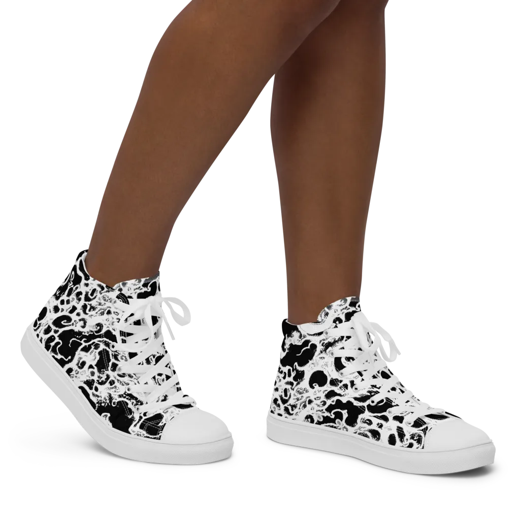 Obsidian Drift on Women's High Top Canvas Shoes — Right