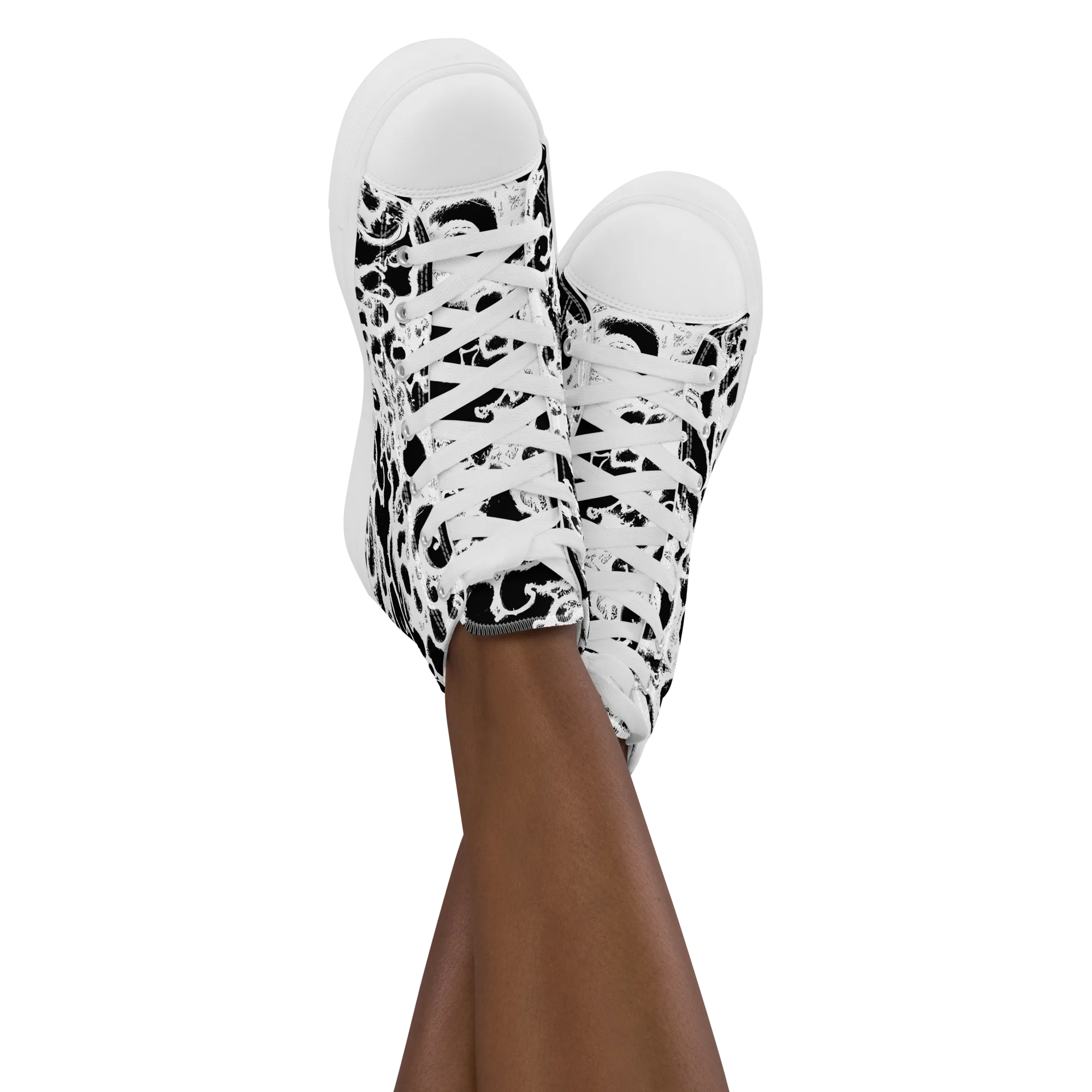 Obsidian Drift on Women's High Top Canvas Shoes — Front