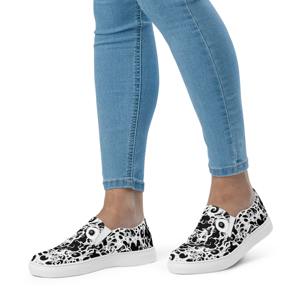 Obsidian Drift on Women's Slip-On Canvas Shoes — Front