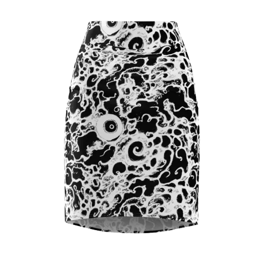 Obsidian Drift on a Pencil Skirt