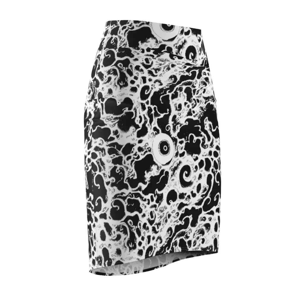 Obsidian Drift on Pencil Skirt — Front Side