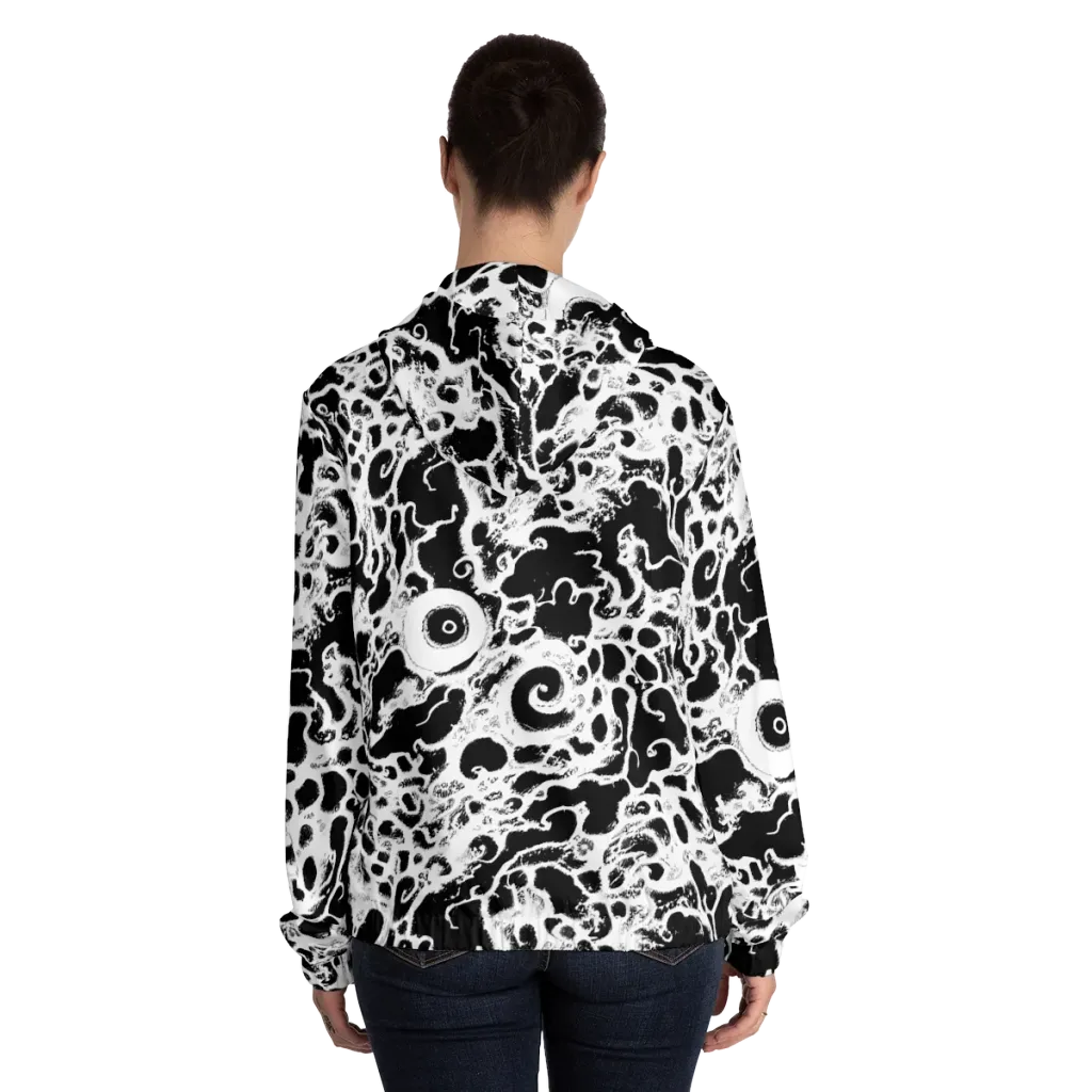 Obsidian Drift on Women's Full-Zip Hoodie — Back On Person