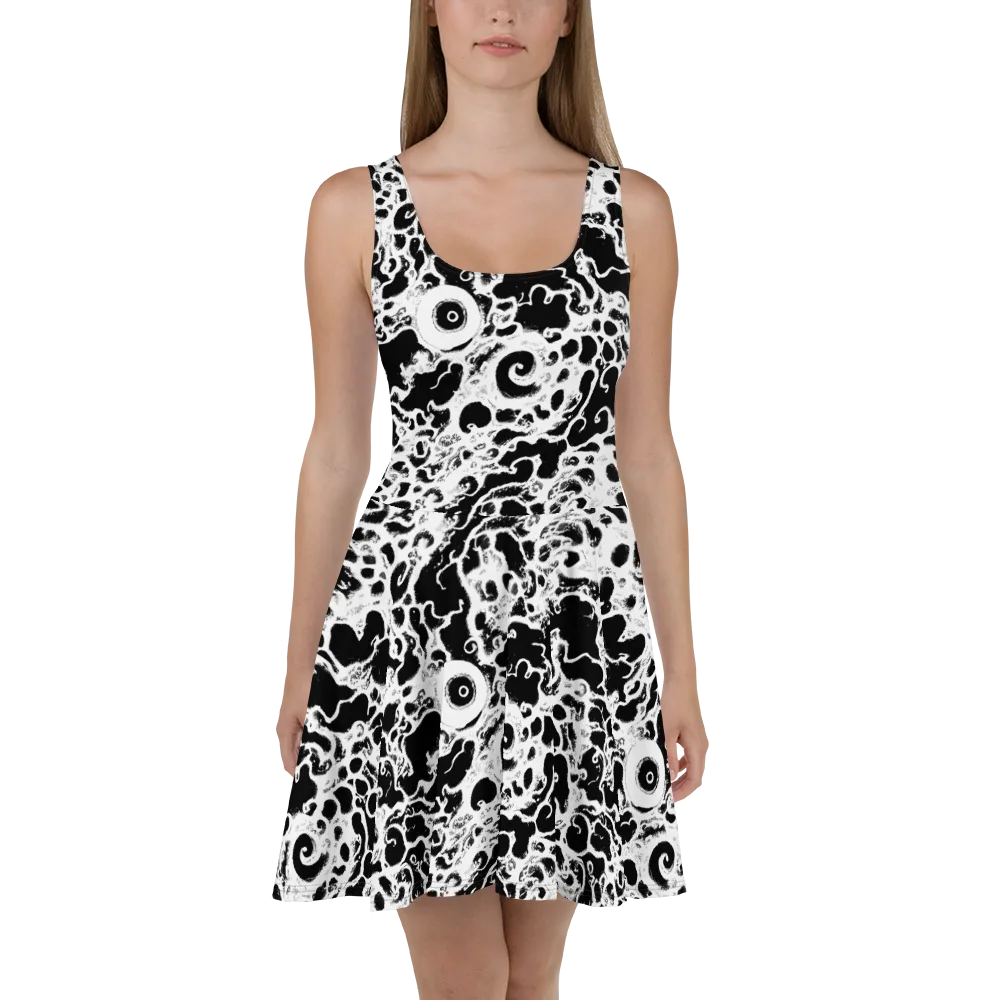 Obsidian Drift on Skater Dress — Front