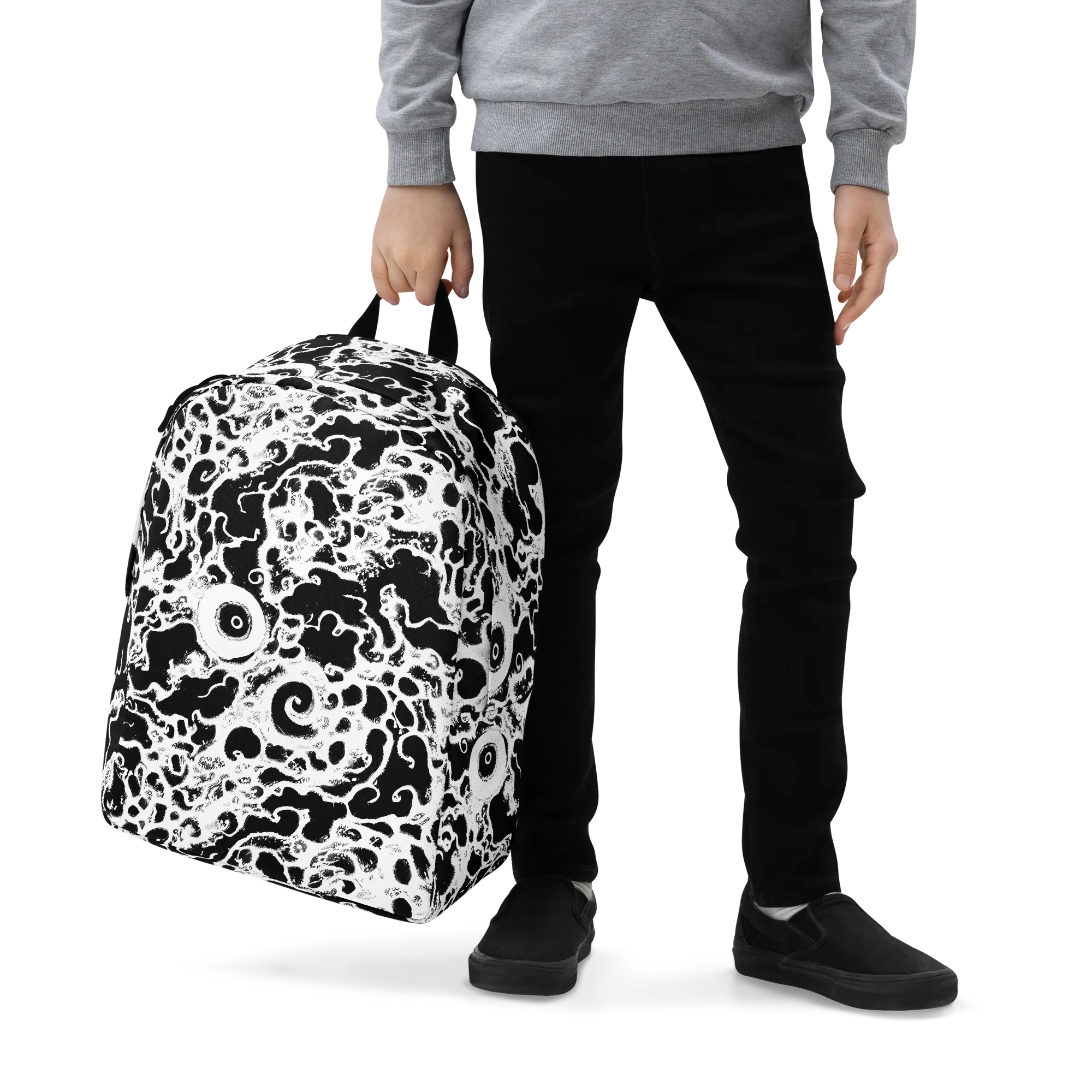 Obsidian Drift on Minimalist Backpack — Zoomed-in