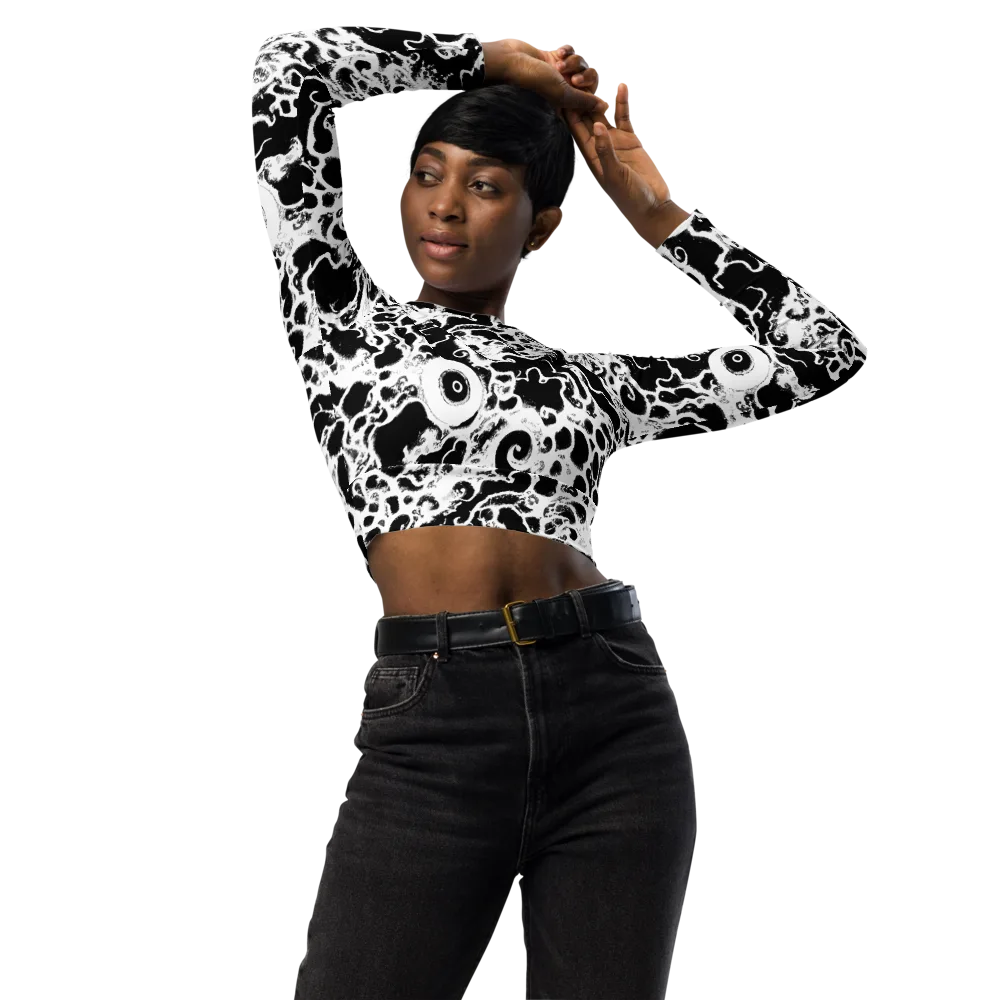 Obsidian Drift on Long Sleeve Crop Top — Front