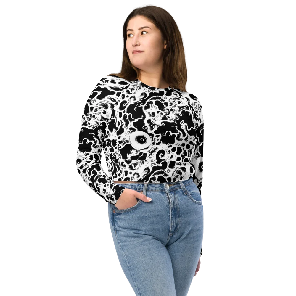 Obsidian Drift on Long Sleeve Crop Top — Front