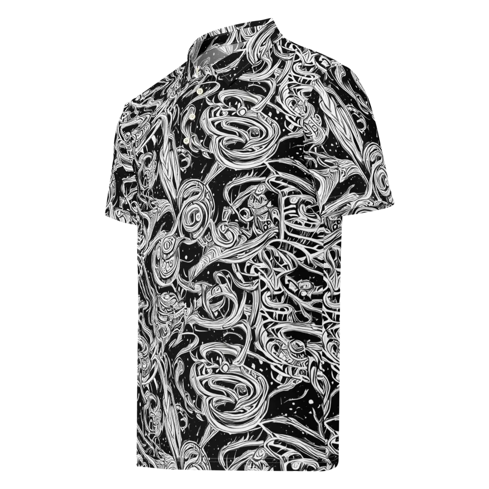 Blackwork Current on Men's Slim Fit Polo Shirt — Left Front