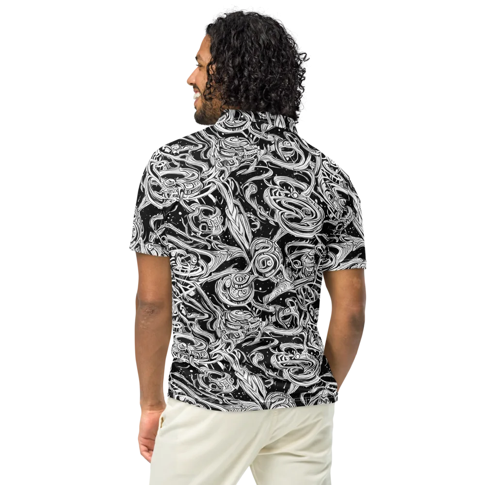Blackwork Current on Men's Slim Fit Polo Shirt — Back