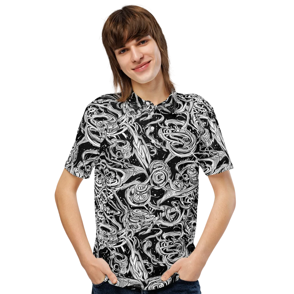 Blackwork Current on Men's Slim Fit Polo Shirt — Front