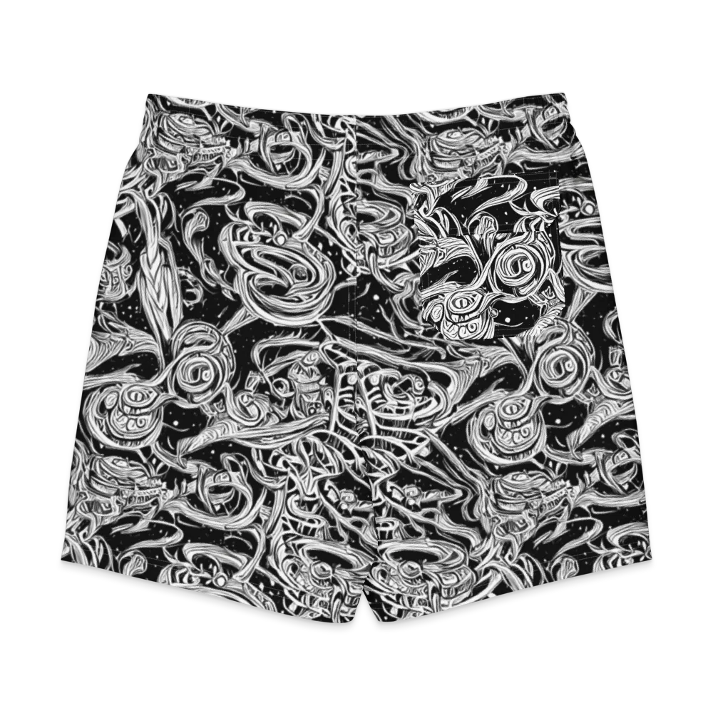 Blackwork Current on Men's Board Shorts — Back