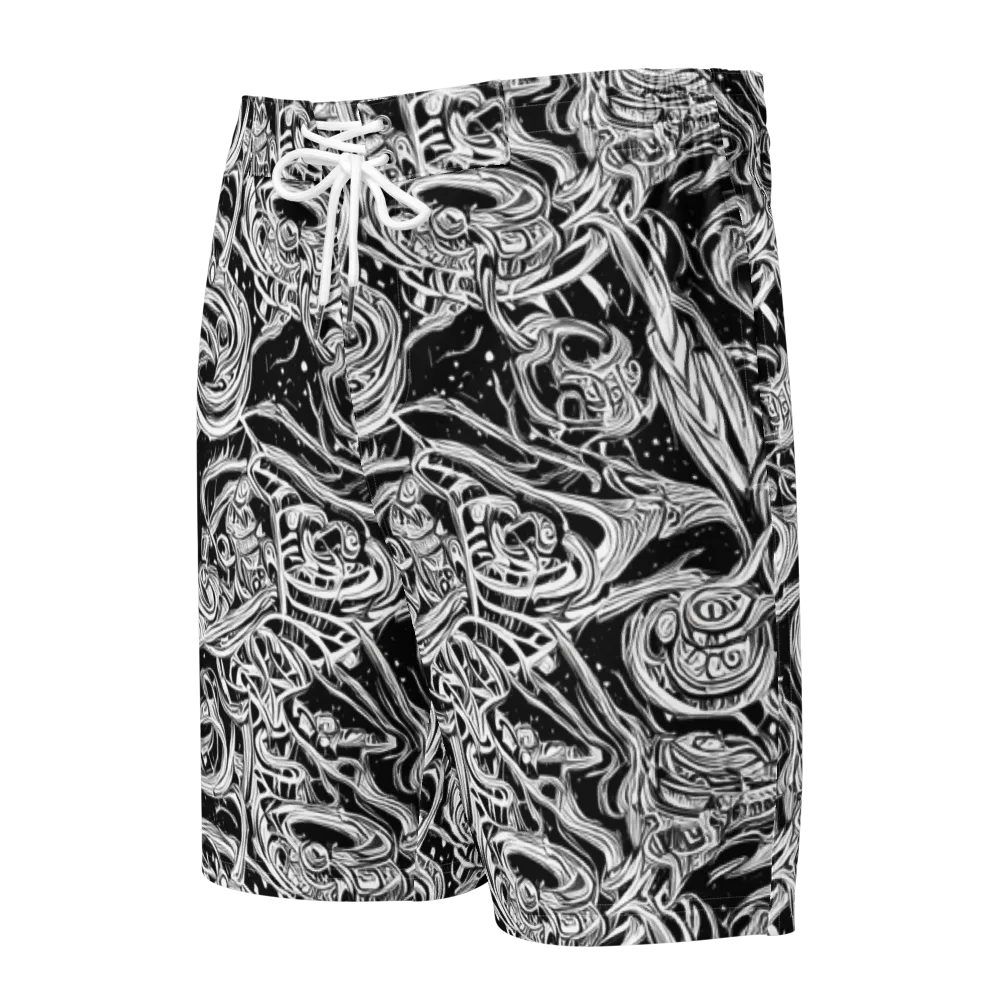 Blackwork Current on Men's Board Shorts — Front