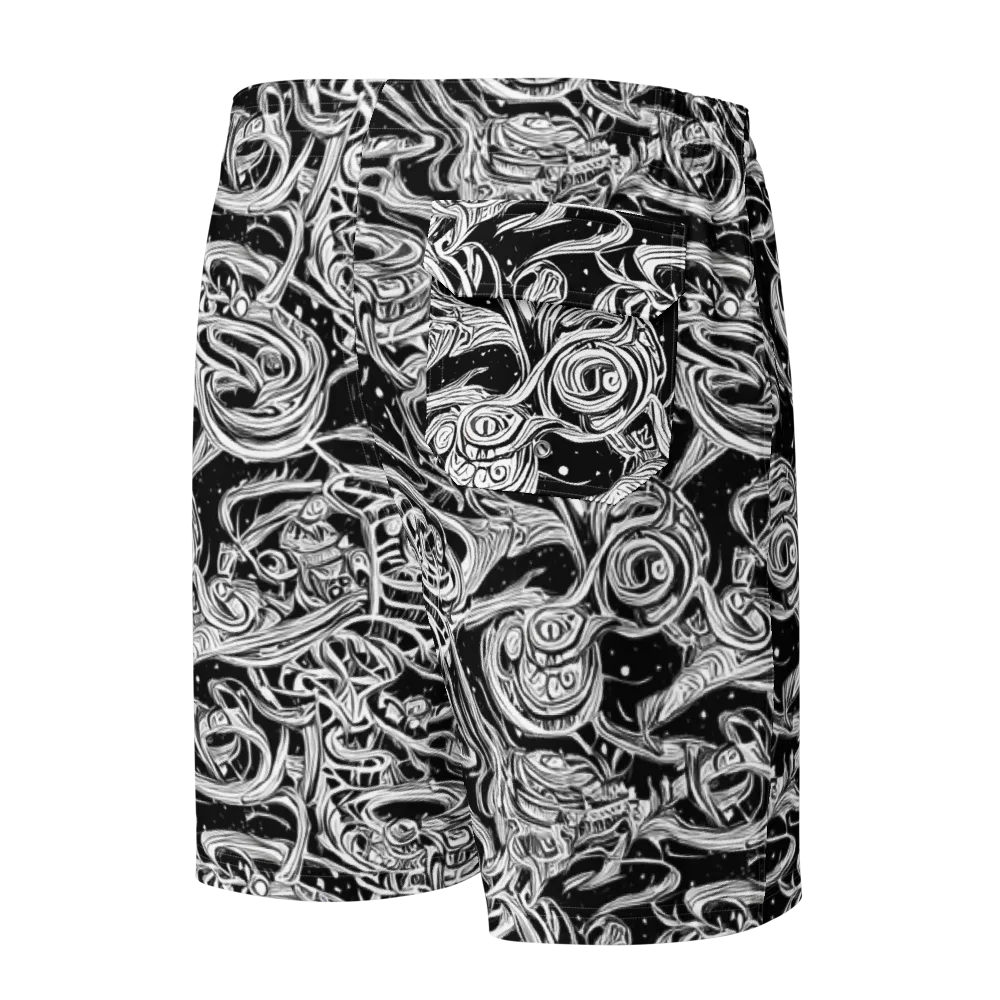 Blackwork Current on Men's Board Shorts — Back