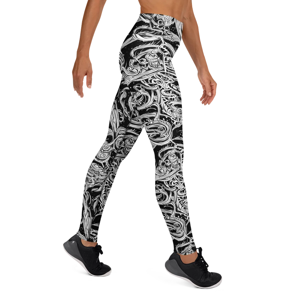 Blackwork Current on Yoga Leggings — Right