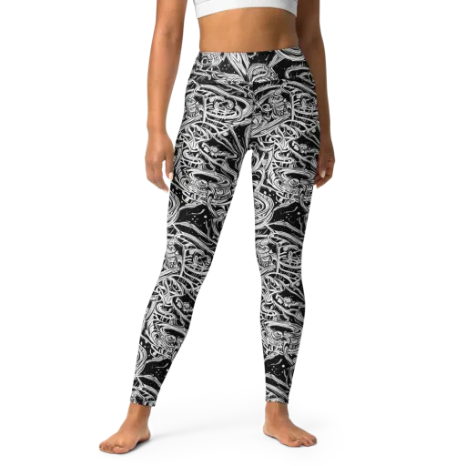 Blackwork Current on a Yoga Leggings