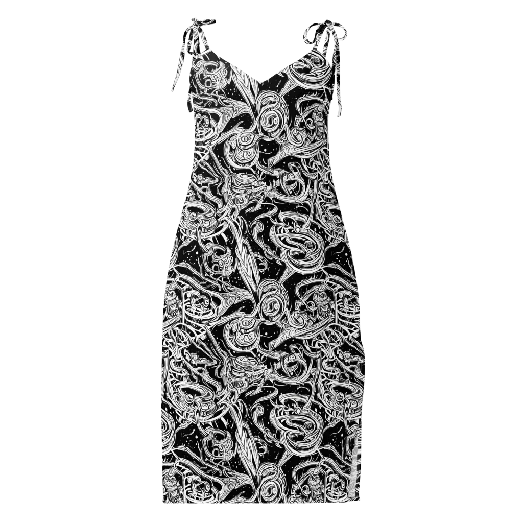 Blackwork Current on Slip Dress — Front