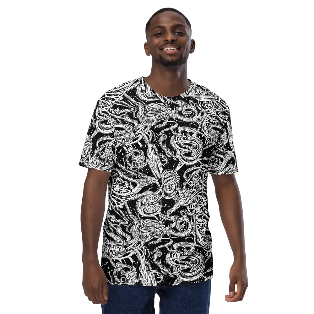 Blackwork Current on Men's Crew Neck T-Shirt — Front