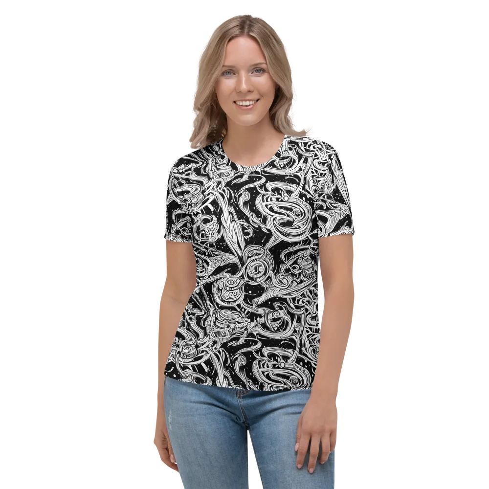 Blackwork Current on Women's Crew Neck T-Shirt — Front