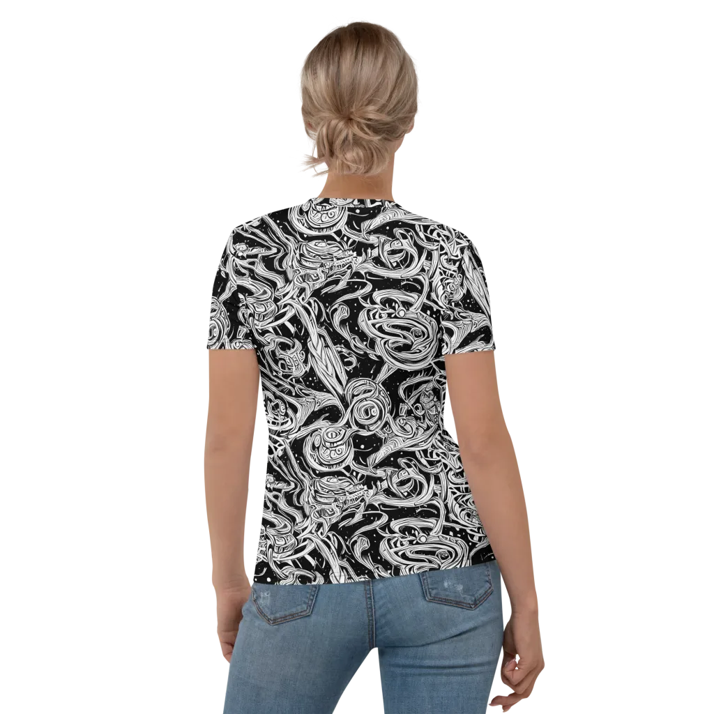 Blackwork Current on Women's Crew Neck T-Shirt — Back