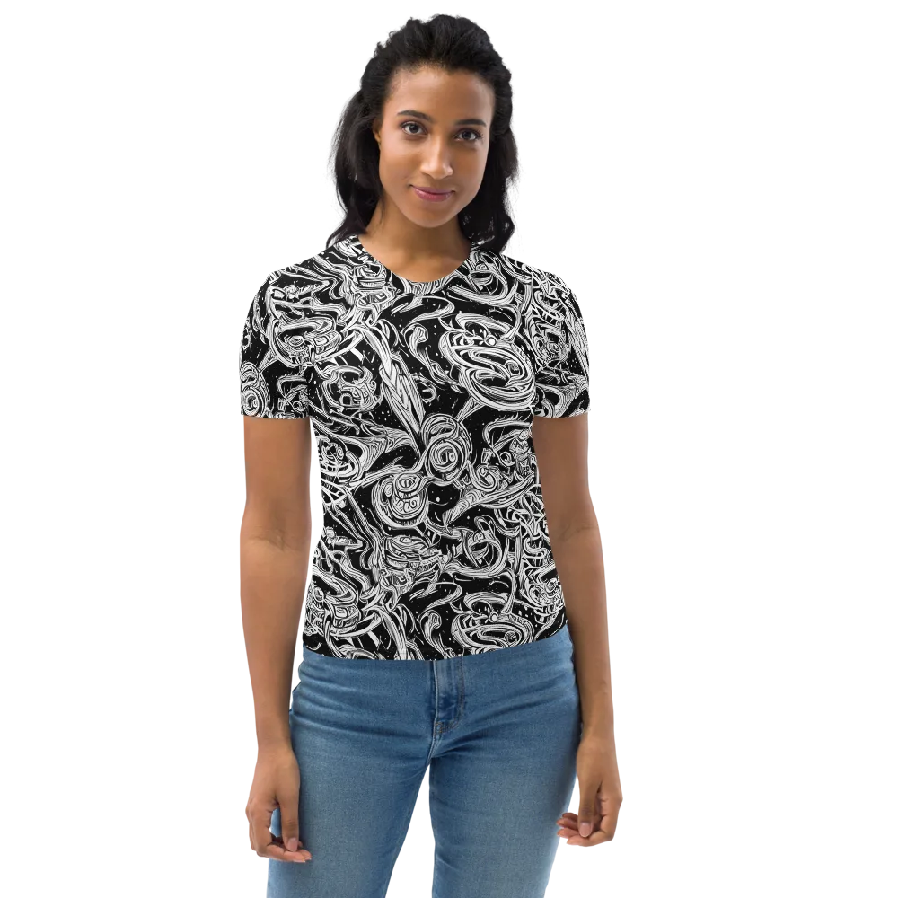 Blackwork Current on Women's Crew Neck T-Shirt — Front