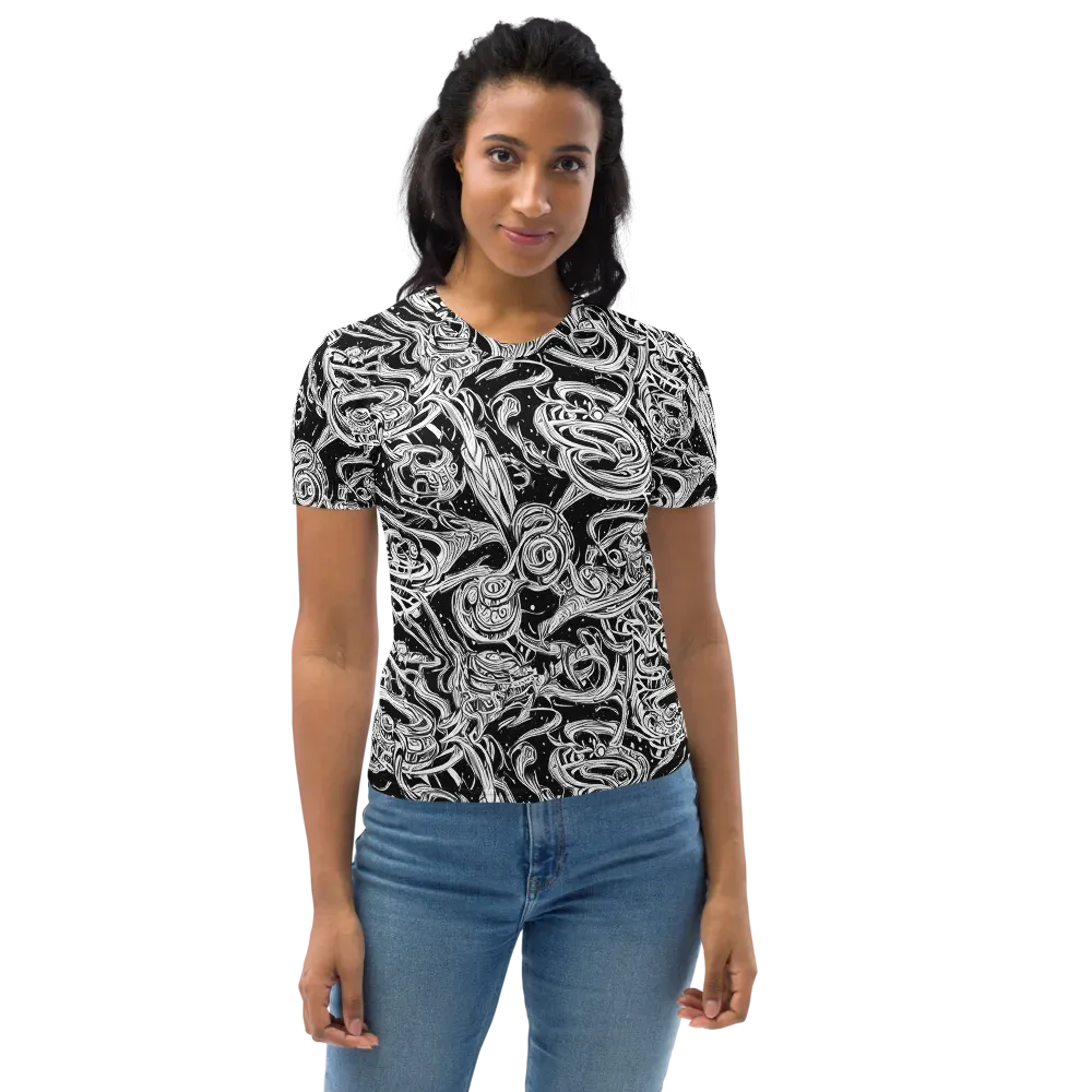 Blackwork Current on Women's Crew Neck T-Shirt — Front
