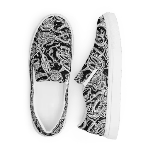Blackwork Current on a Men's Slip-On Canvas Shoes
