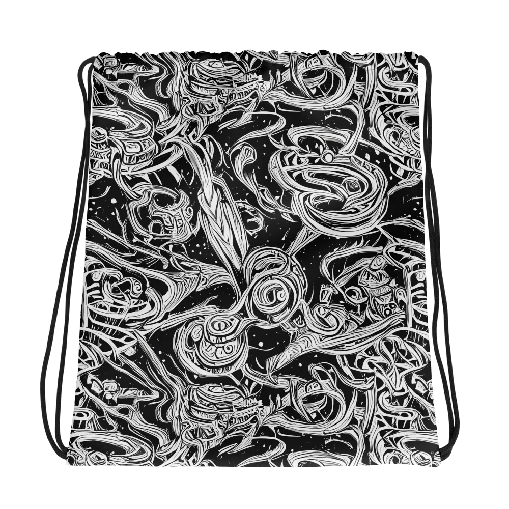 Blackwork Current on Drawstring Bag — Photo