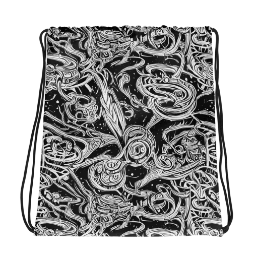 Blackwork Current on a Drawstring Bag