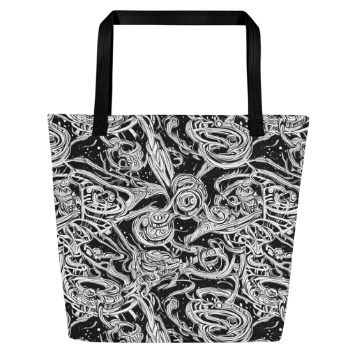Blackwork Current on a Large Tote Bag W/ Pocket