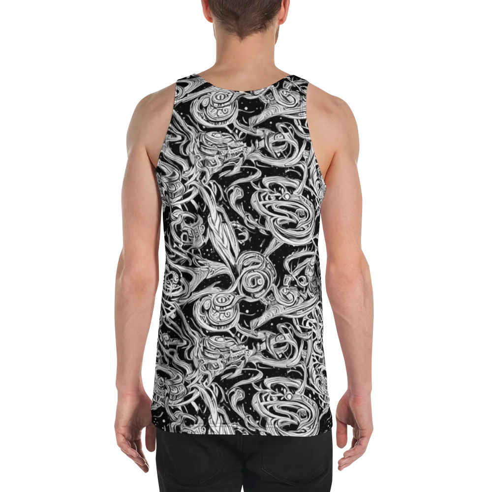 Blackwork Current on Men's Tank Top — Back