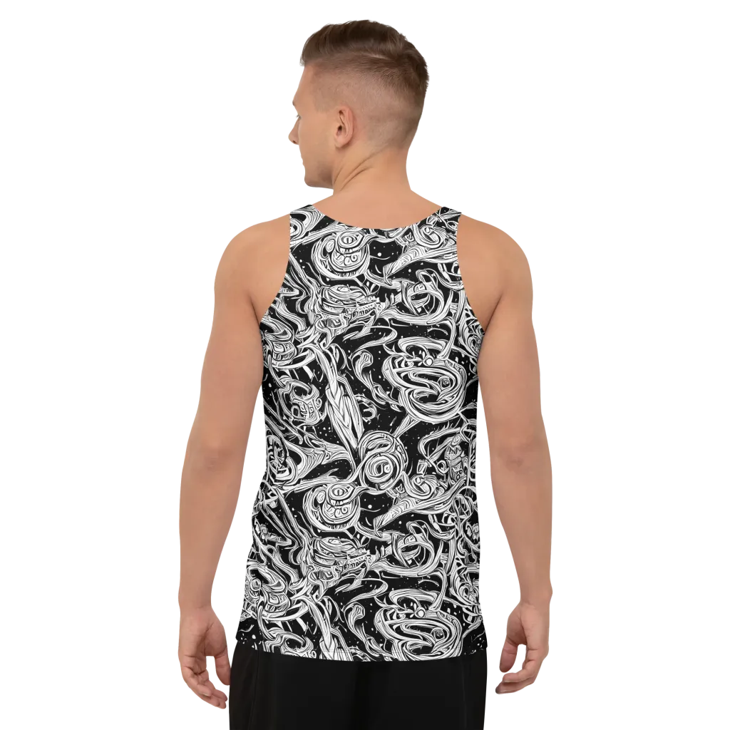 Blackwork Current on Men's Tank Top — Back