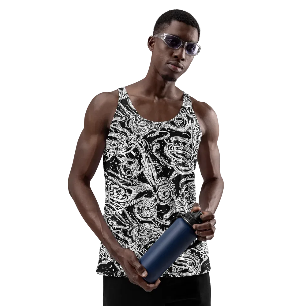 Blackwork Current on Men's Tank Top — Front