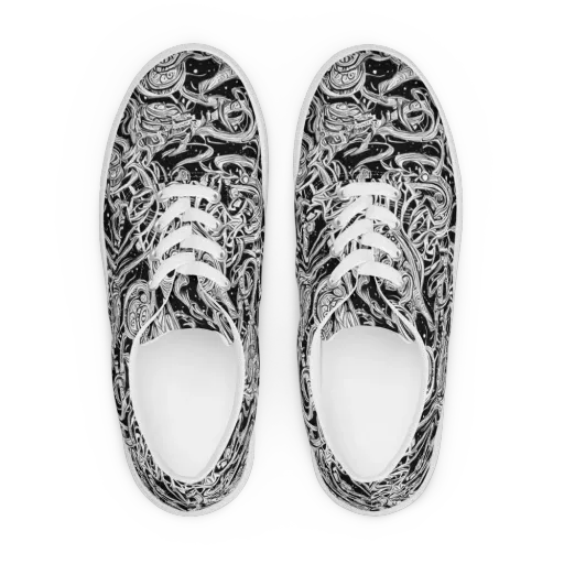Blackwork Current on a Men's Lace-Up Canvas Shoes