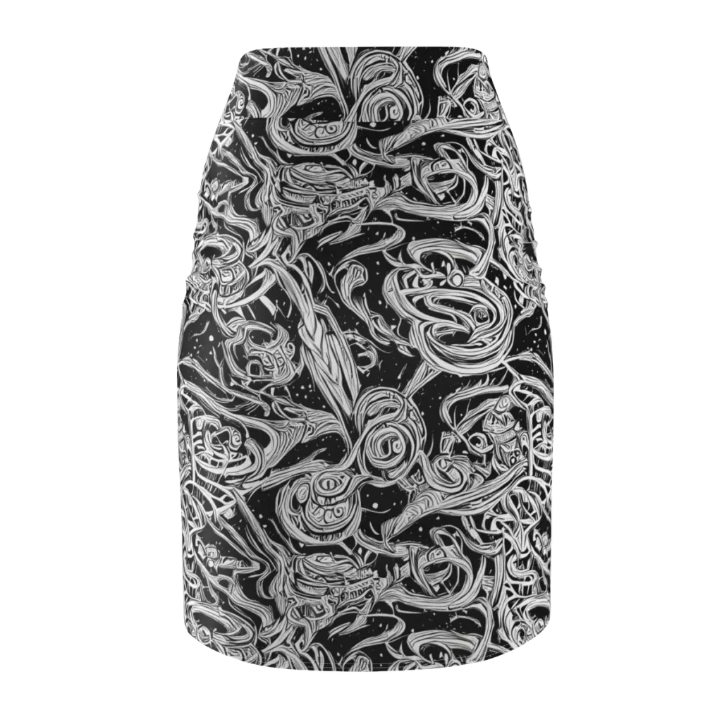 Blackwork Current on Pencil Skirt — Back