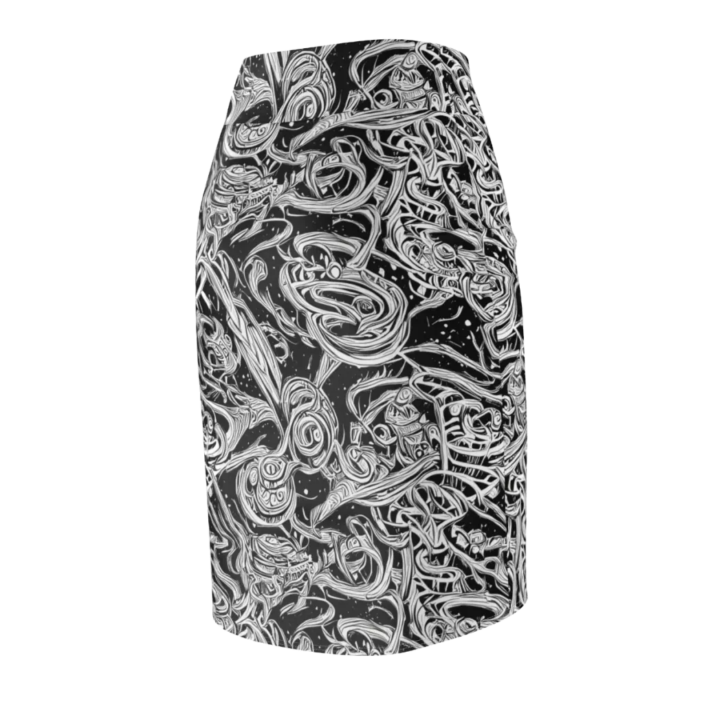 Blackwork Current on Pencil Skirt — Back Side